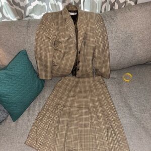 Plaid Blazer and Skirt Set Tahiti